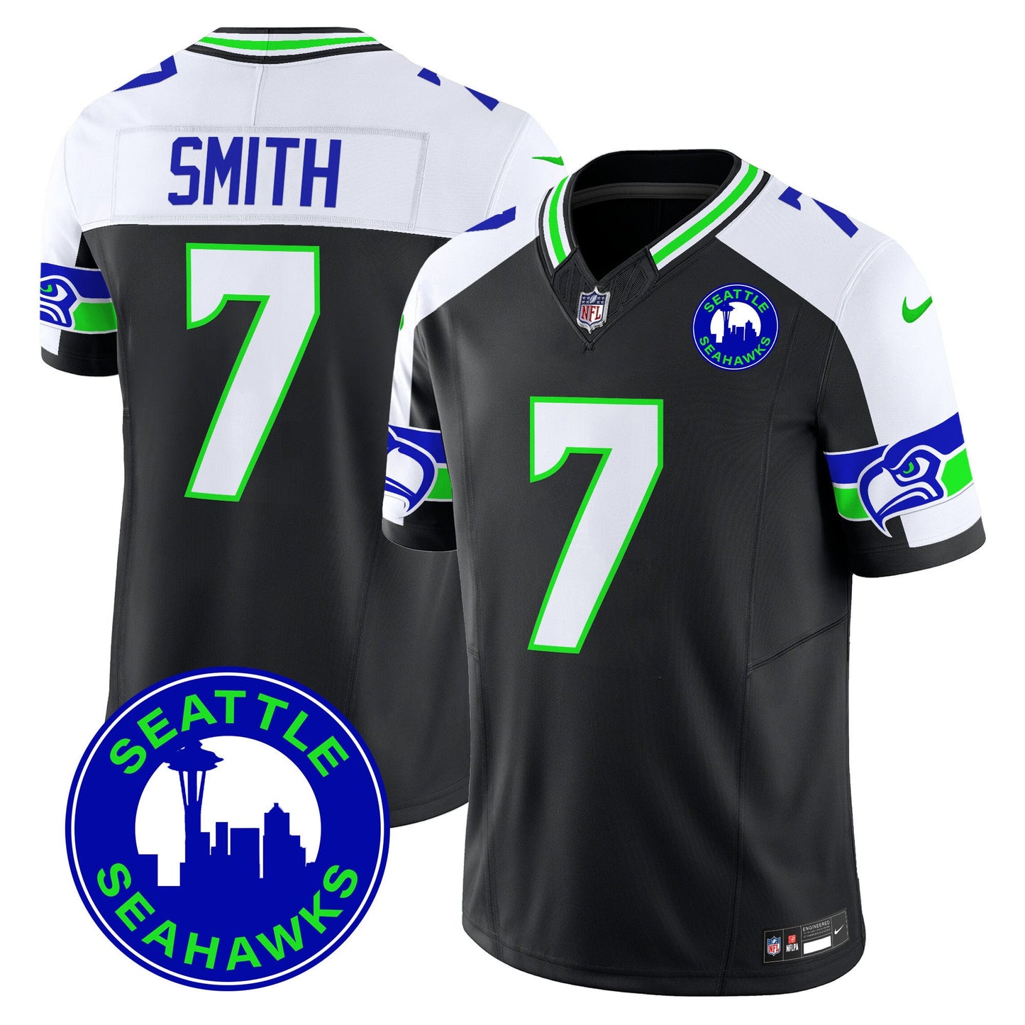 Men's Seahawks 2024 Seattle City Patch Vapor Limited Jersey - All Stitched