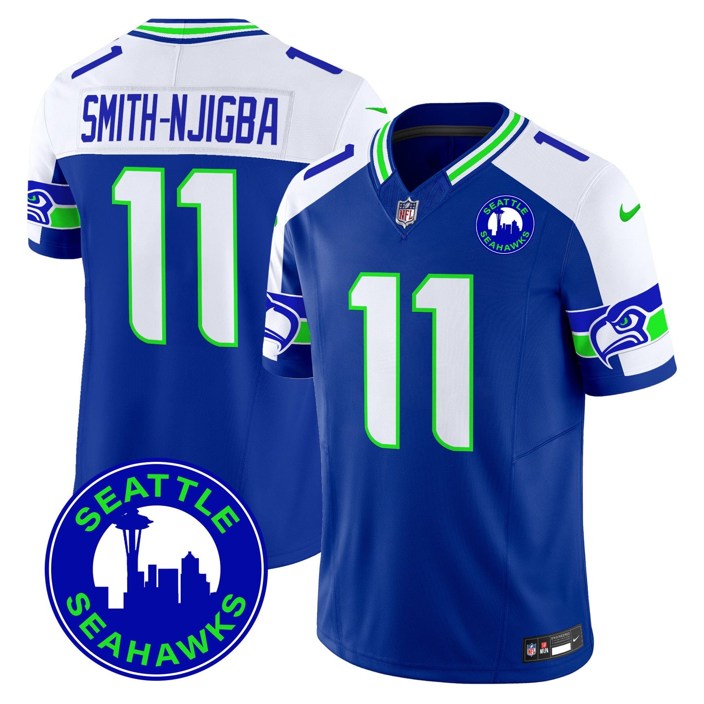 Men's Seahawks 2024 Seattle City Patch Vapor Limited Jersey - All Stitched