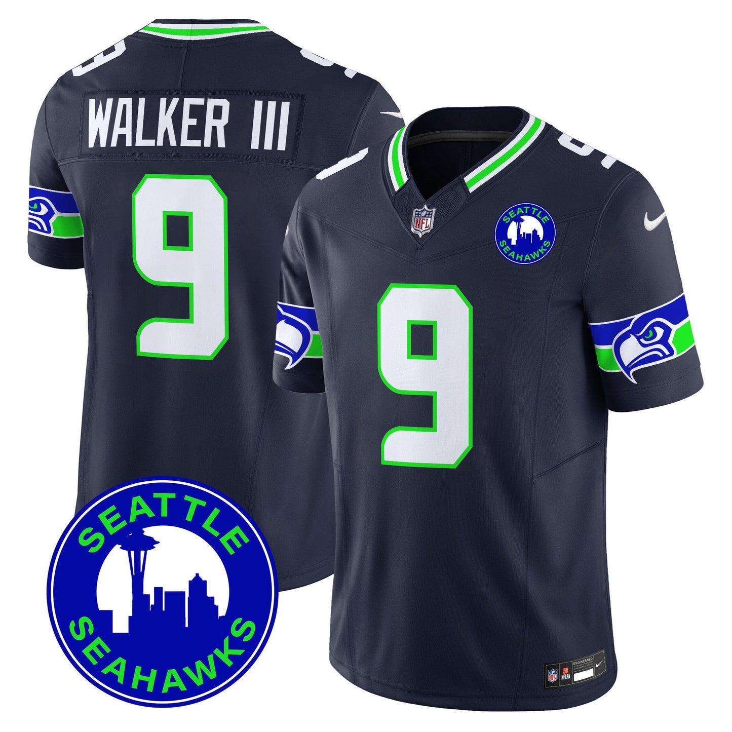 Men's Seahawks 2024 Seattle City Patch Vapor Limited Jersey - All Stitched