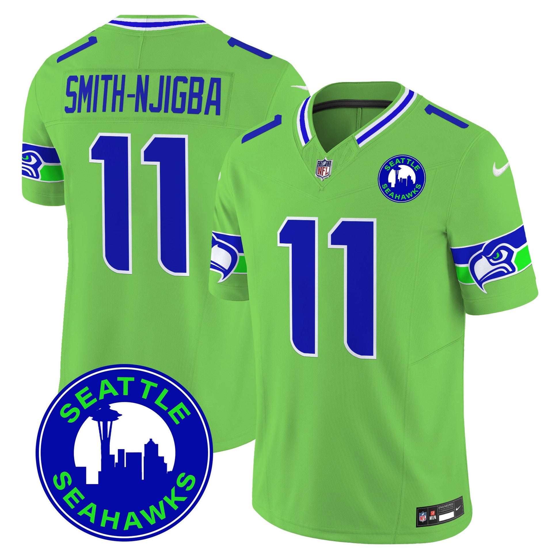 Men's Seahawks 2024 Seattle City Patch Vapor Limited Jersey - All Stitched