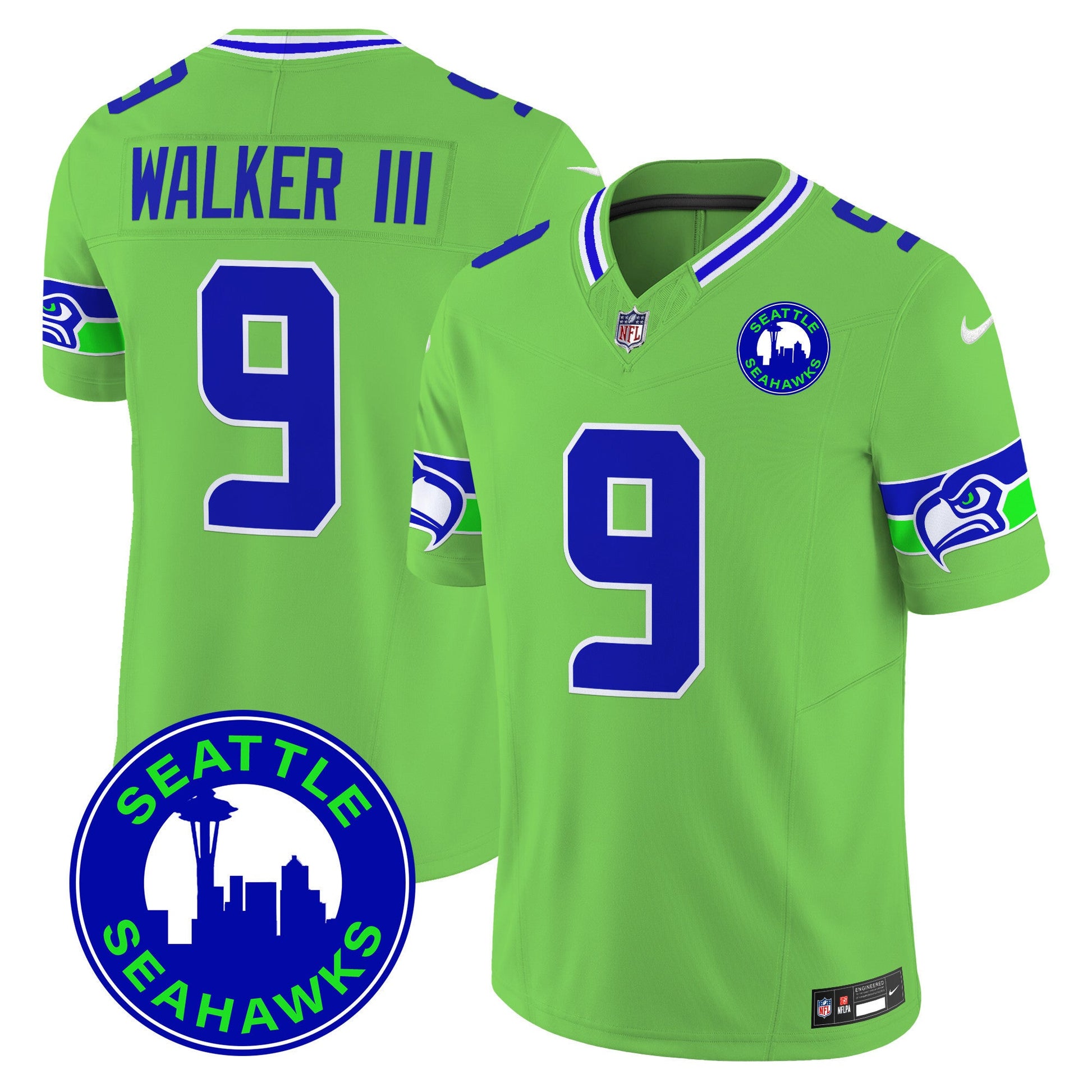 Men's Seahawks 2024 Seattle City Patch Vapor Limited Jersey - All Stitched