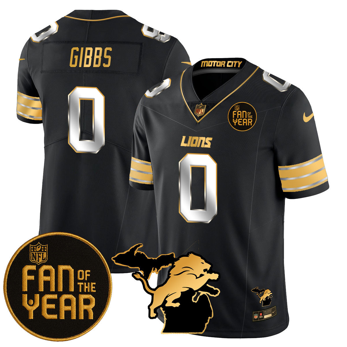 Men's Detroit Lions "Fan Of The Year" Jersey - All Stitched