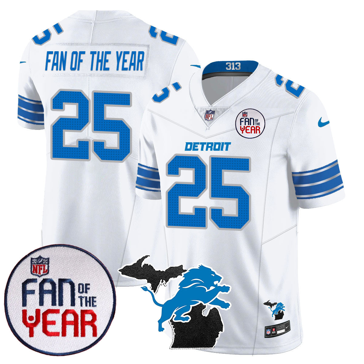 Men's Detroit Lions "Fan Of The Year" Jersey - All Stitched