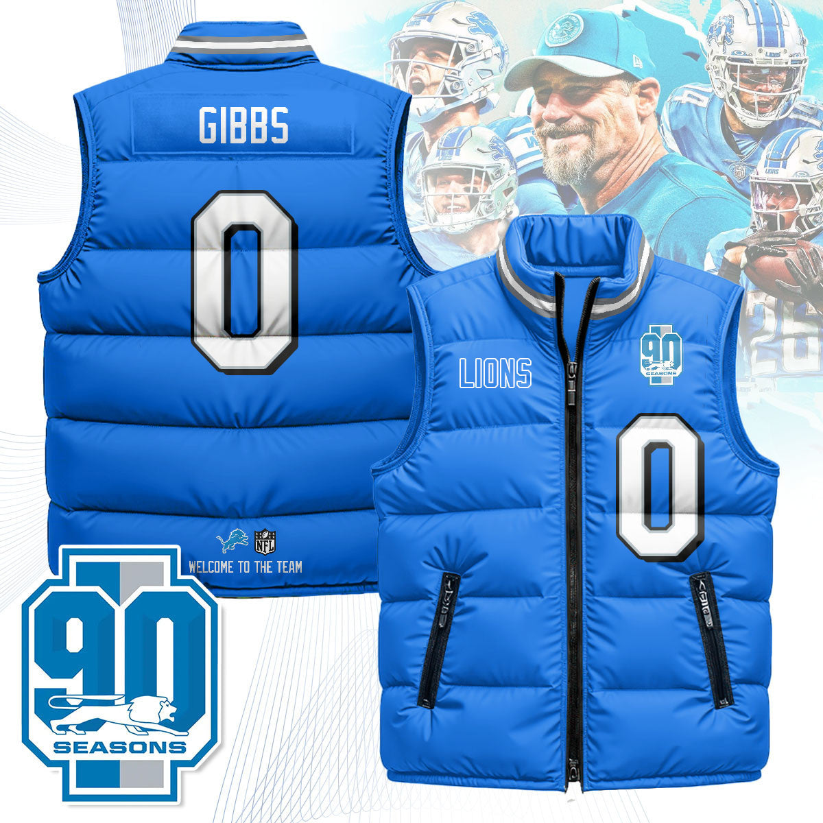 Detroit Lions Unisex Puffer Vest