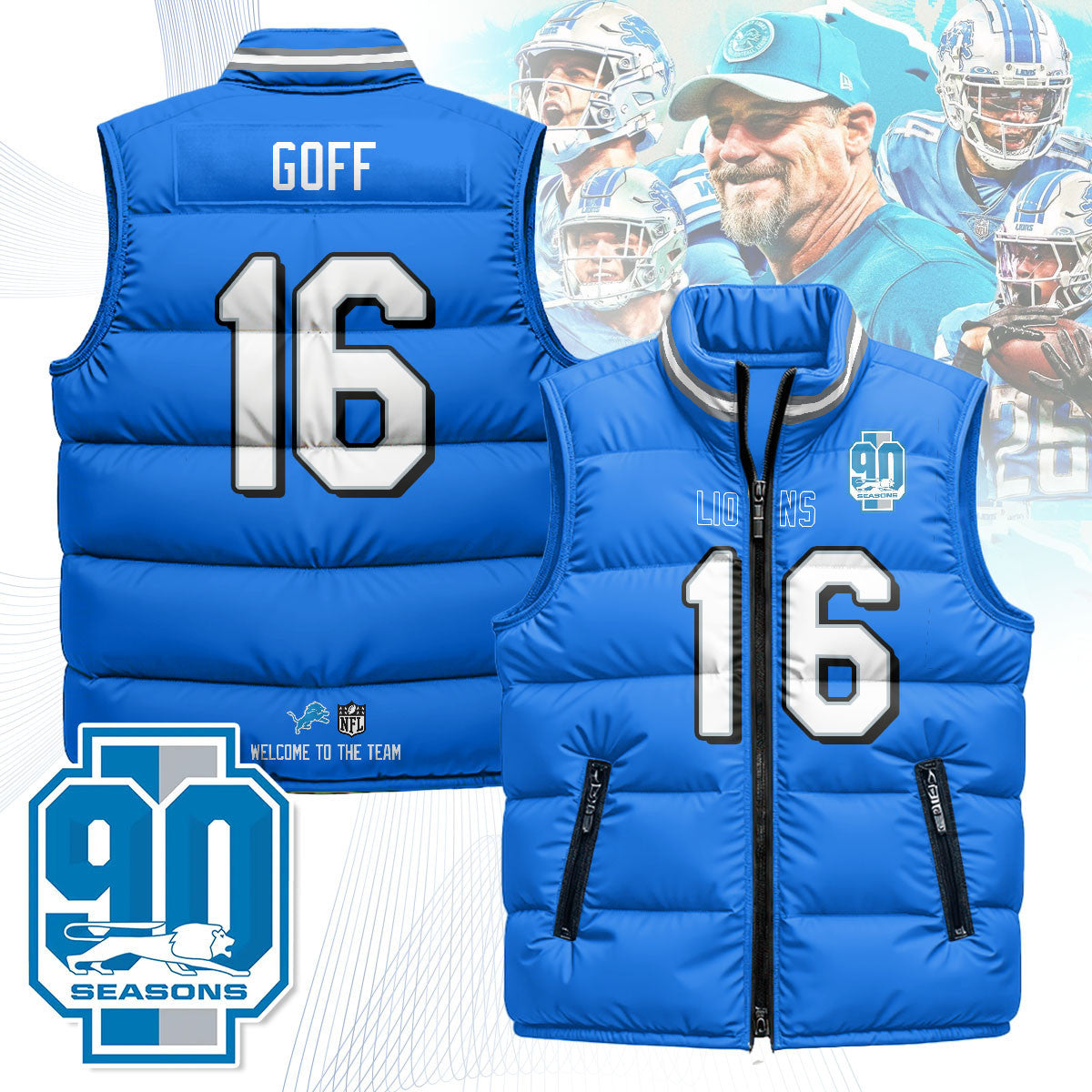 Detroit Lions Unisex Puffer Vest