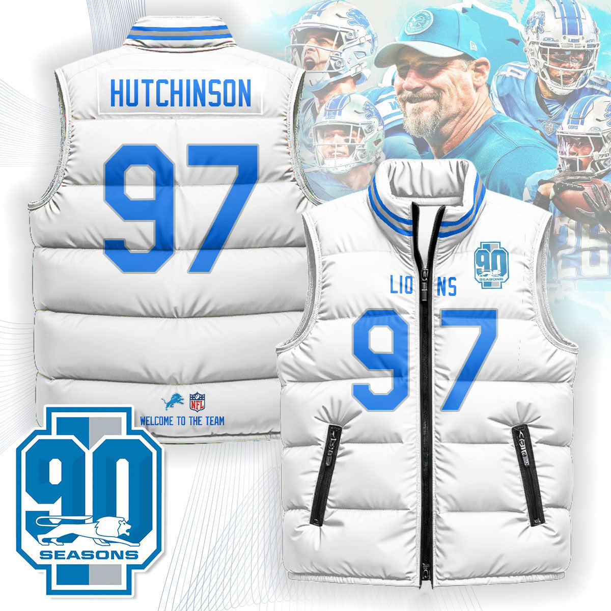 Detroit Lions Unisex Puffer Vest