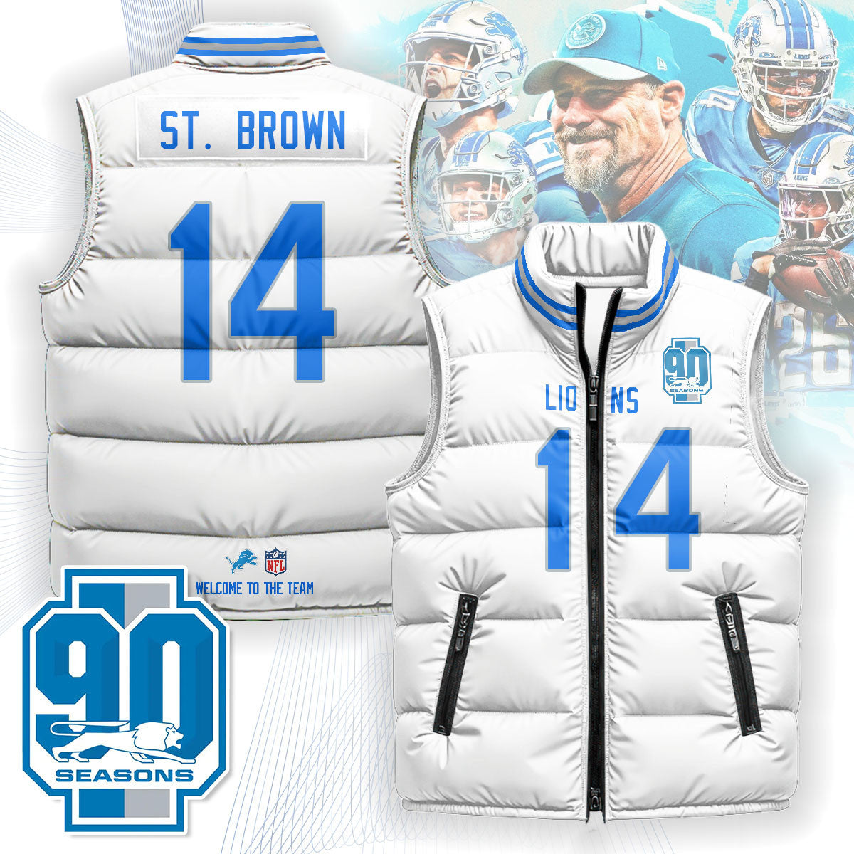Detroit Lions Unisex Puffer Vest