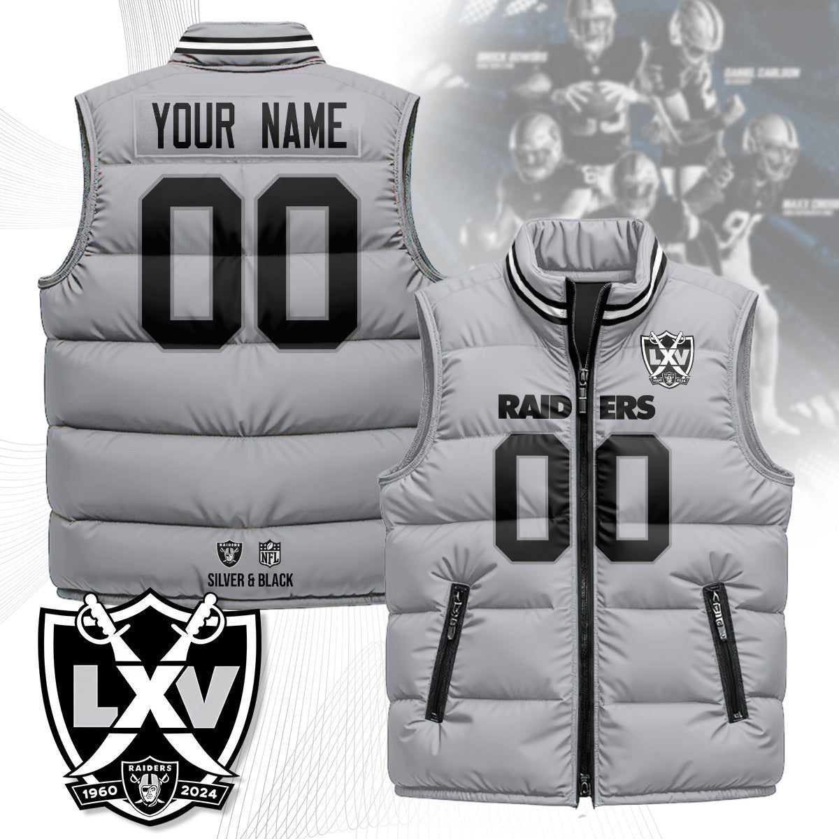 Custom Las Vegas Raiders Unisex Puffer Vest