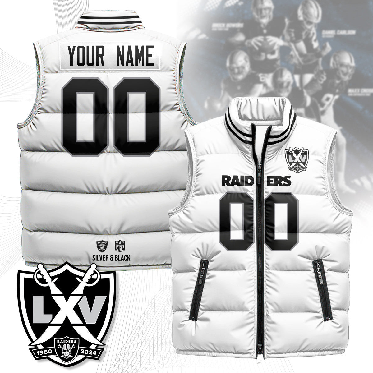 Custom Las Vegas Raiders Unisex Puffer Vest