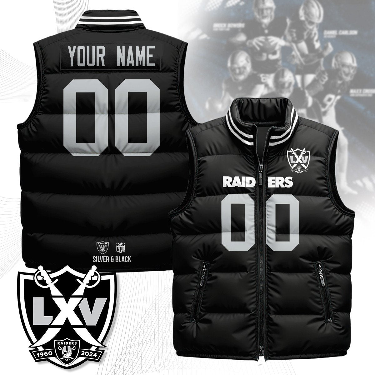 Custom Las Vegas Raiders Unisex Puffer Vest