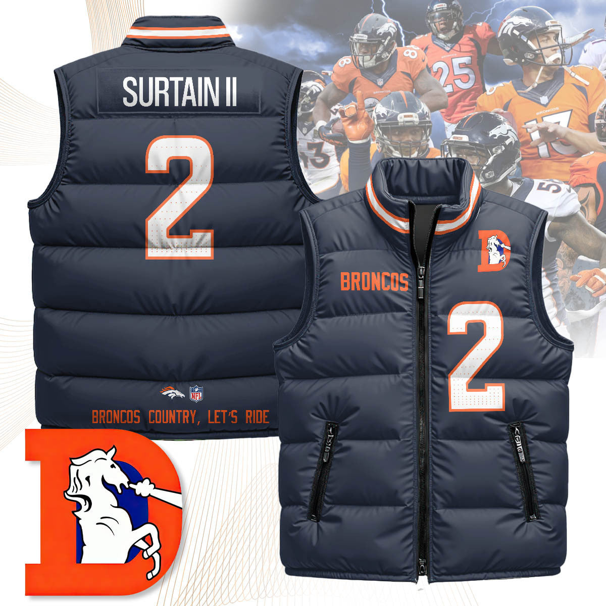 Denver Broncos Unisex Puffer Vest