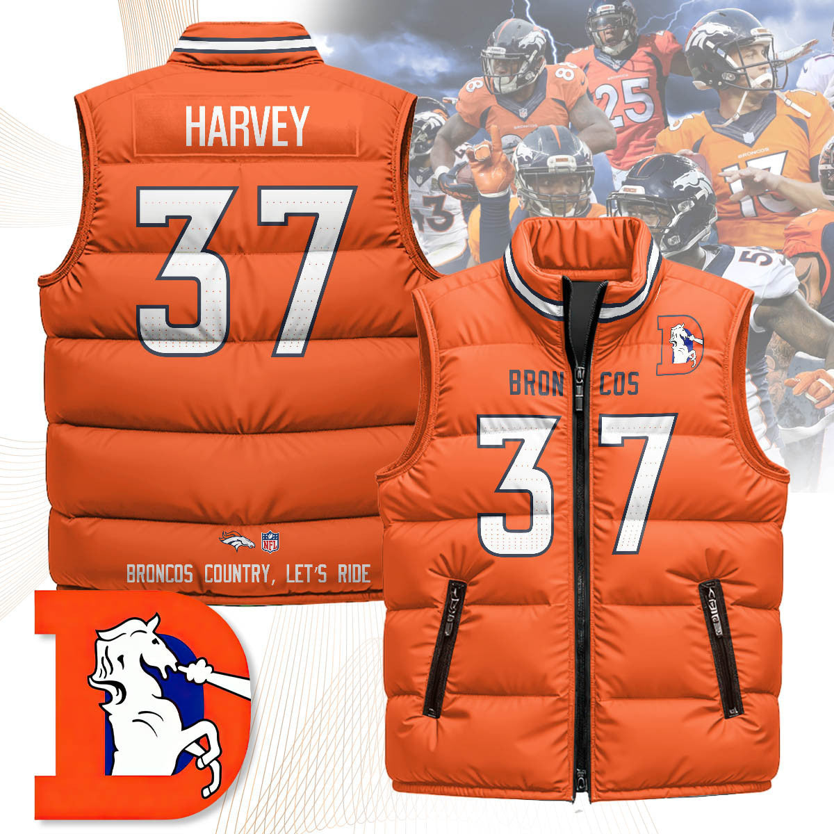 Denver Broncos Unisex Puffer Vest