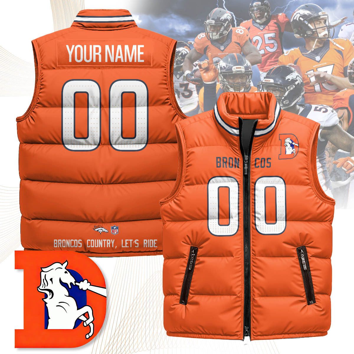Denver Broncos Unisex Puffer Vest