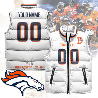 Custom Denver Broncos Unisex Puffer Vest