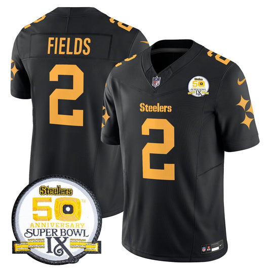 Steelers 50th Anniversary Of Super Bowl IX Patch Vapor Limited Jersey V2 - All Stitched