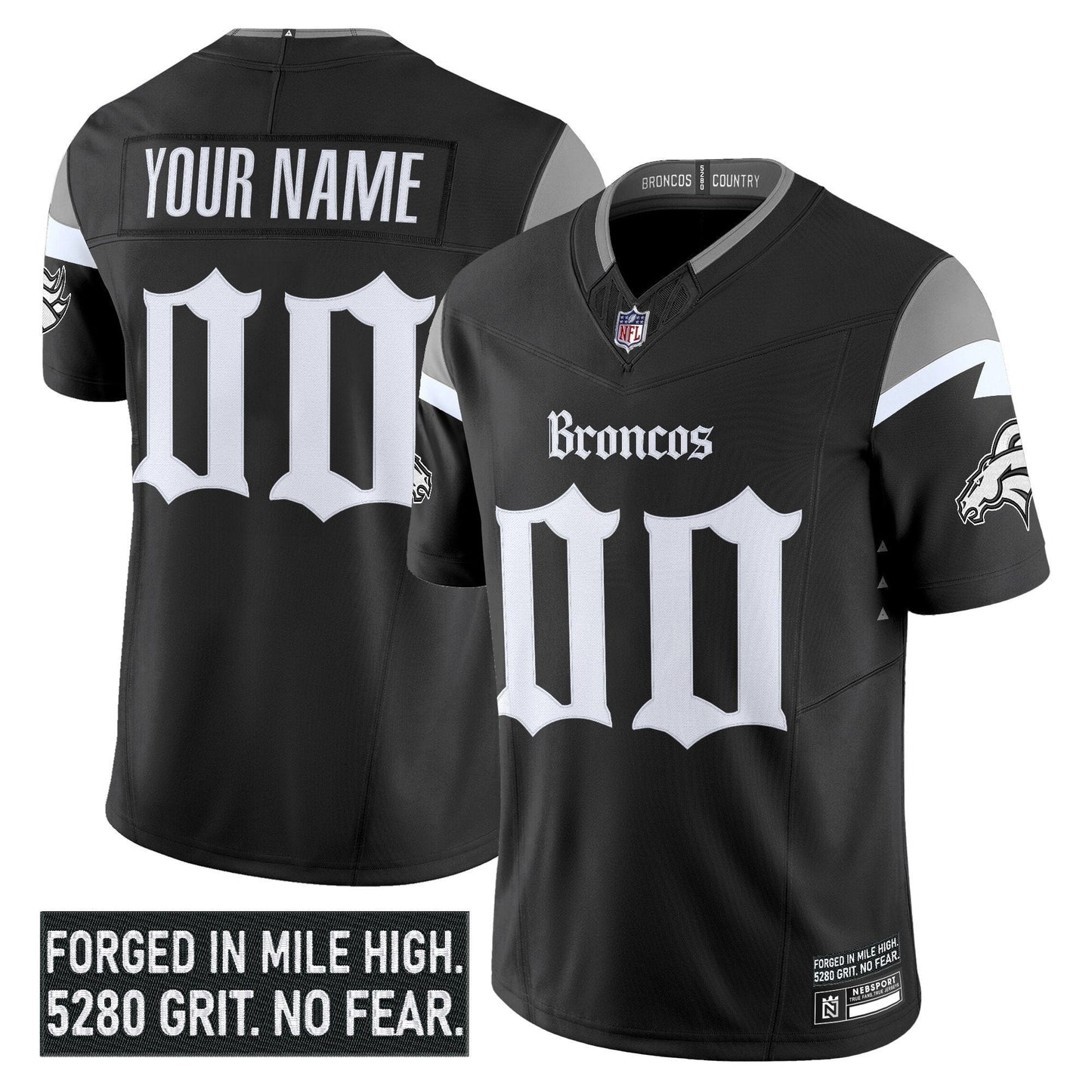 Denver Broncos 'Gothic Mile High Shadows Edition' Vapor Limited Custom Jersey - All Stitched