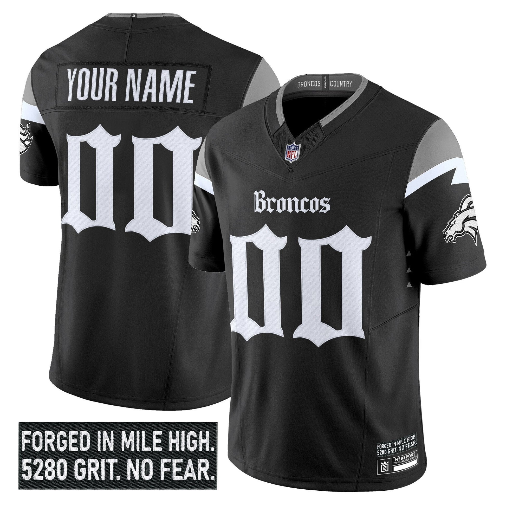 Denver Broncos 'Gothic Mile High Shadows Edition' Vapor Limited Custom Jersey - All Stitched