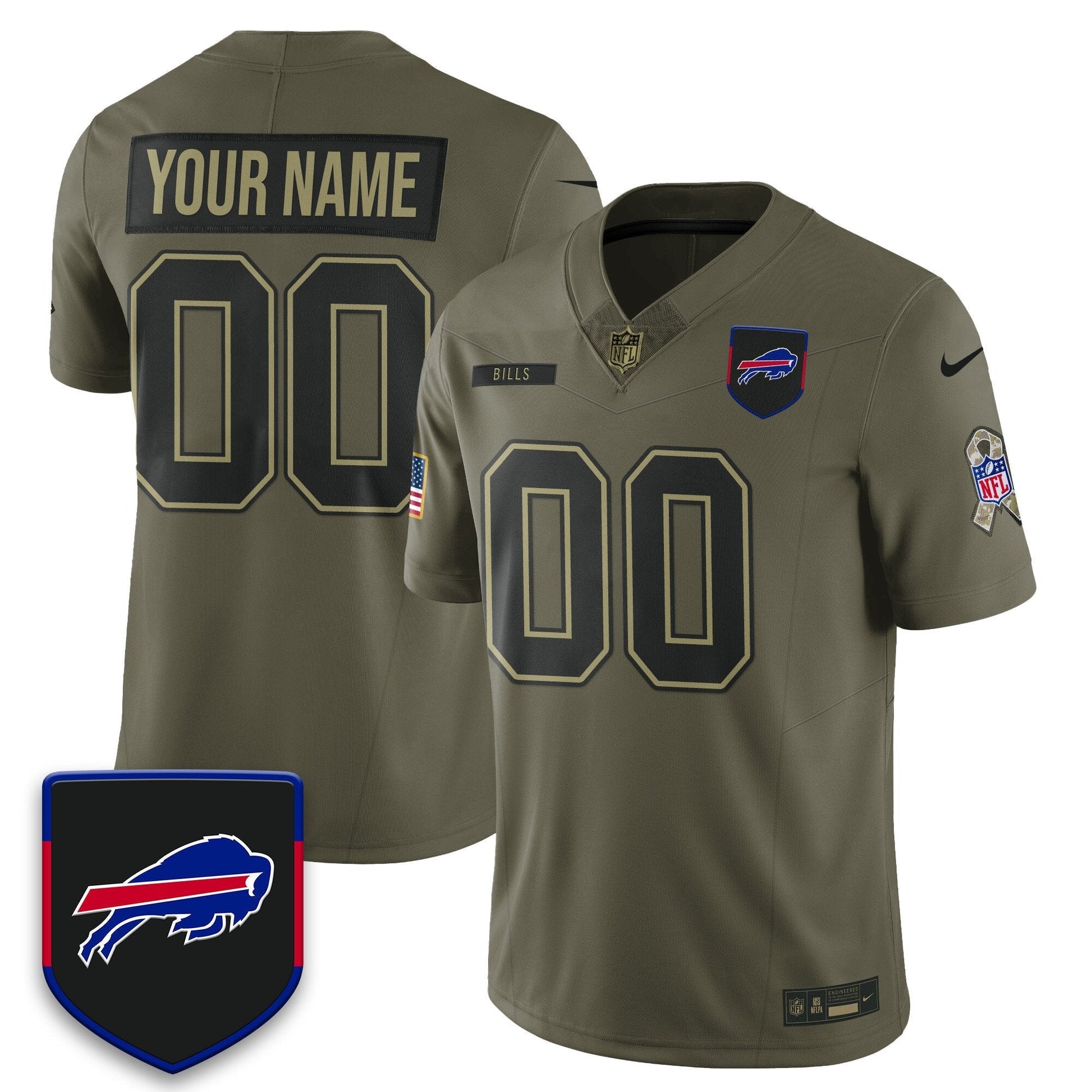 Buffalo Bills 2025 Salute to Service Limited Custom Jersey - All Stitched