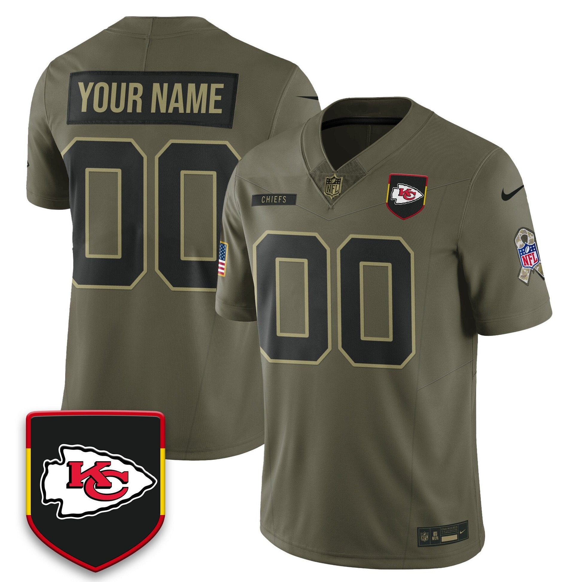 Kansas City Chiefs 2025 Salute to Service Limited Custom Jersey - All Stitched