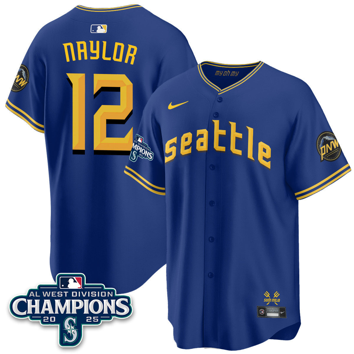 Men's Seattle Mariners 2025 AL West Division Champions Jersey - All Stitched