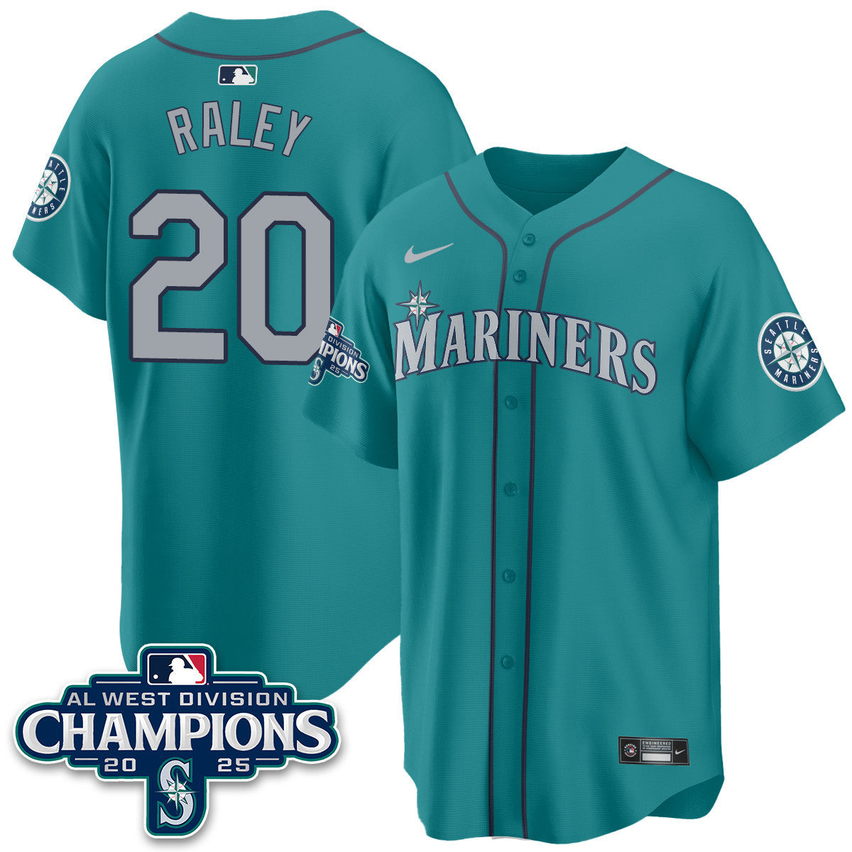 Men's Seattle Mariners 2025 AL West Division Champions Jersey - All Stitched