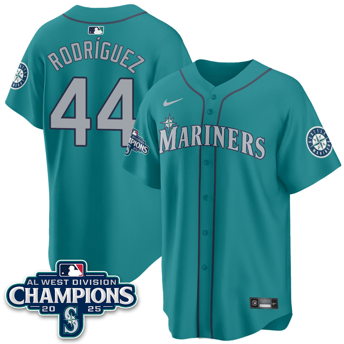 Men's Seattle Mariners 2025 AL West Division Champions Jersey - All Stitched