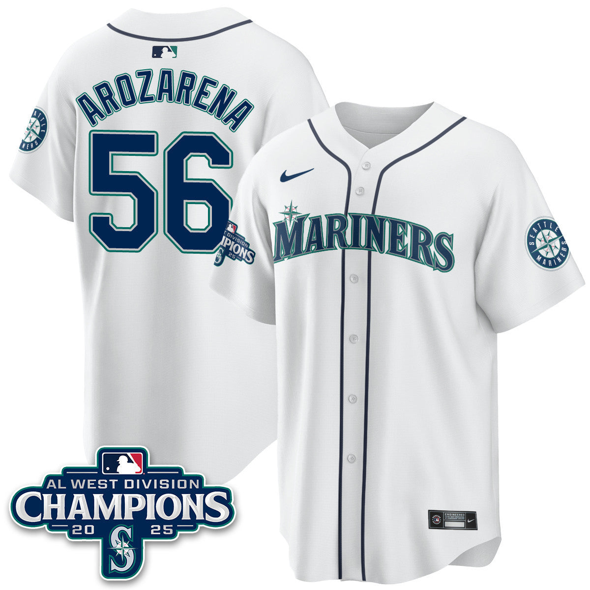 Men's Seattle Mariners 2025 AL West Division Champions Jersey - All Stitched