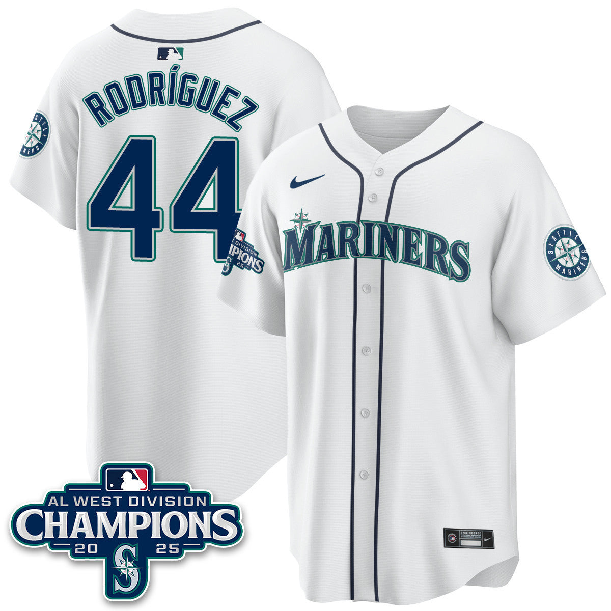 Men's Seattle Mariners 2025 AL West Division Champions Jersey - All Stitched