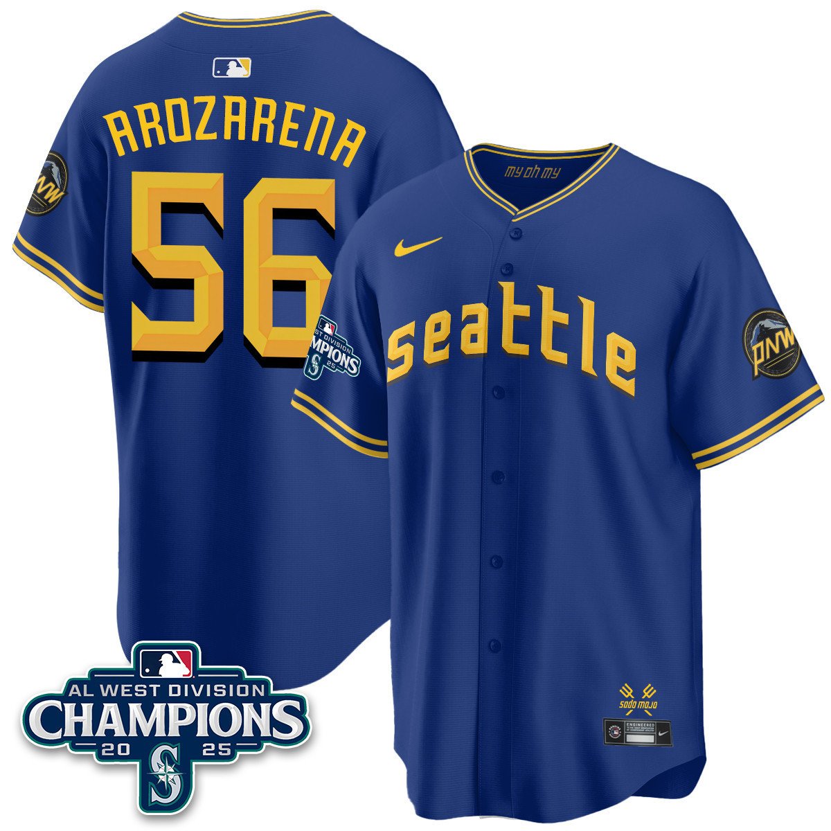 Men's Seattle Mariners 2025 AL West Division Champions Jersey - All Stitched