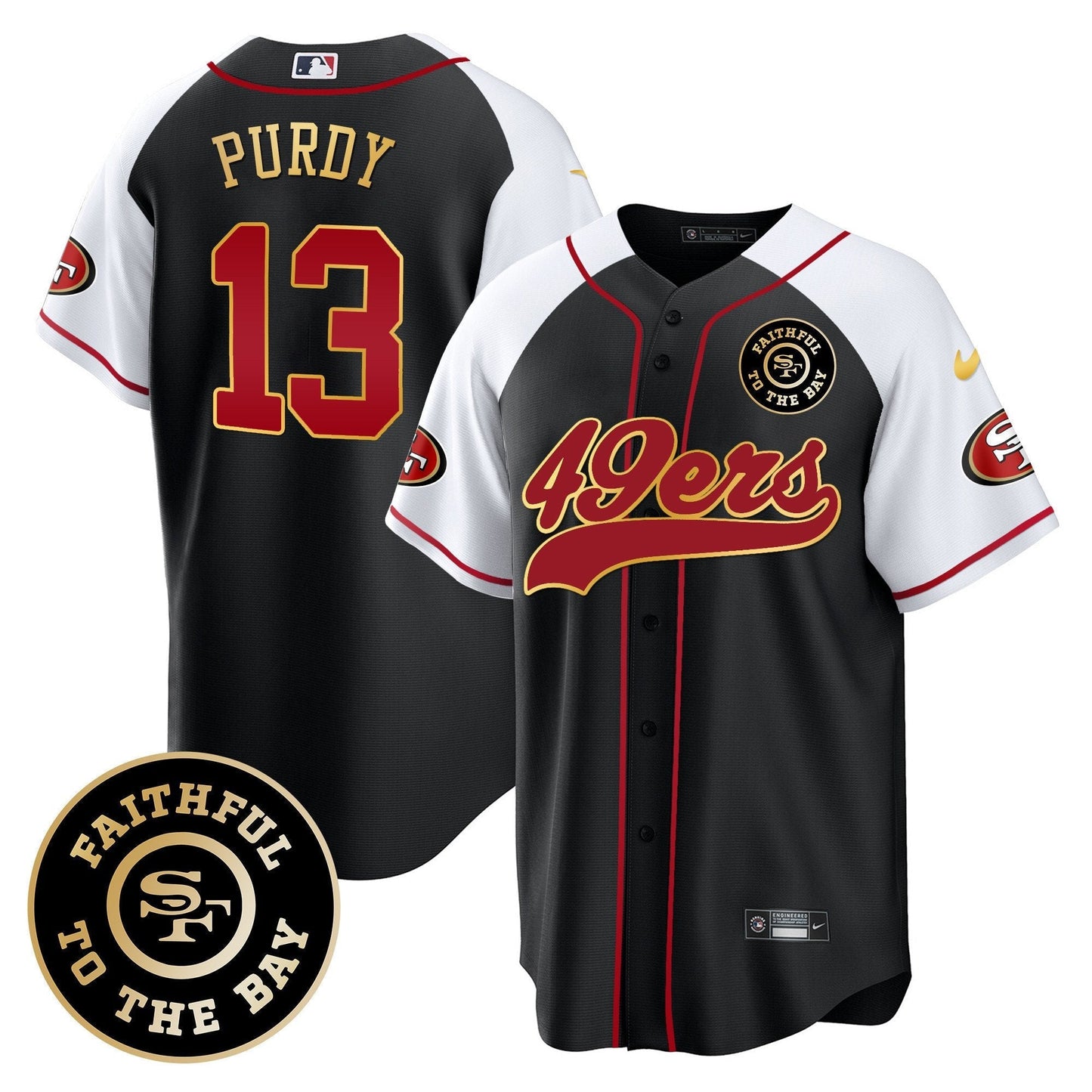 49ers Faithful To The Bay Patch Baseball Jersey - All Stitched