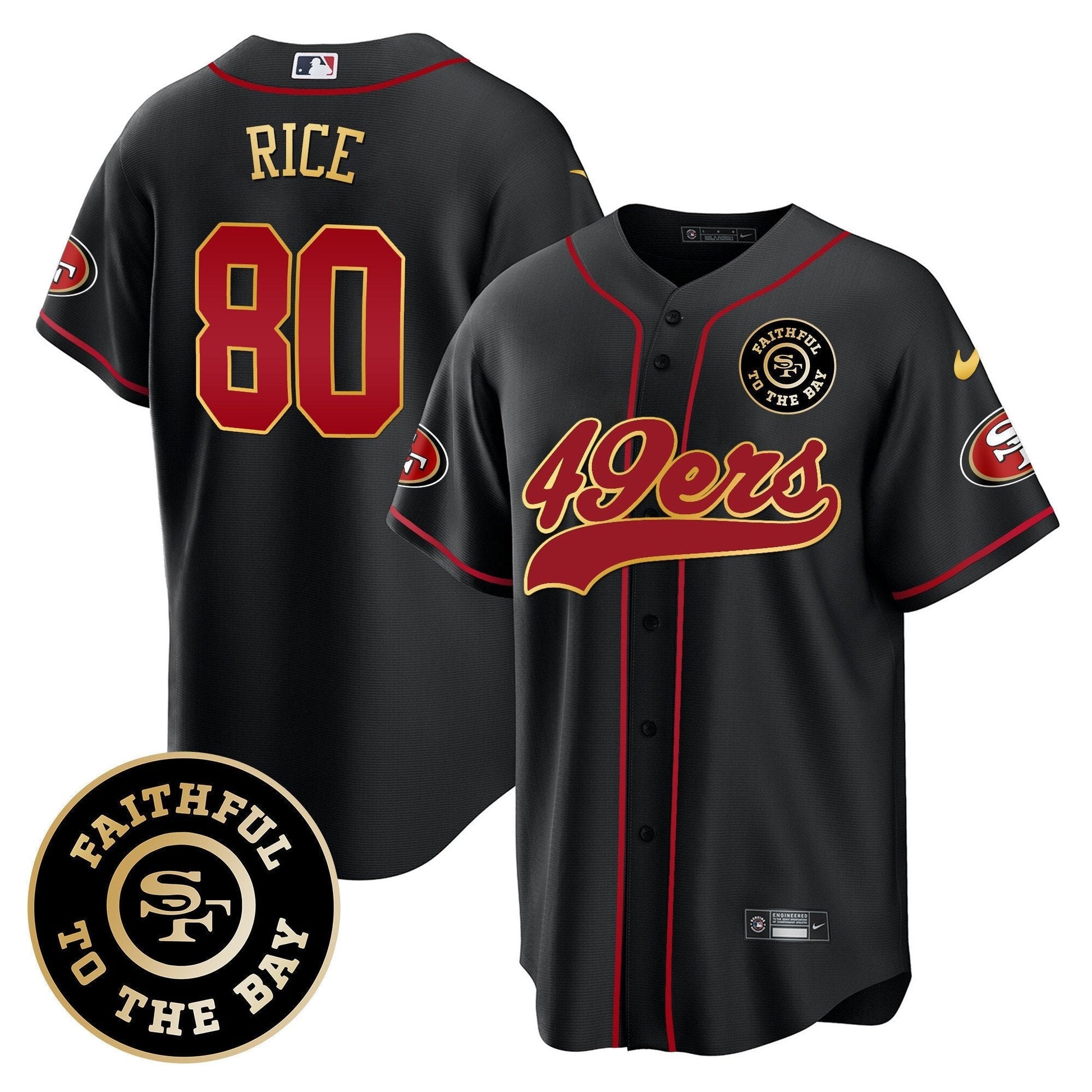 49ers Faithful To The Bay Patch Baseball Jersey - All Stitched