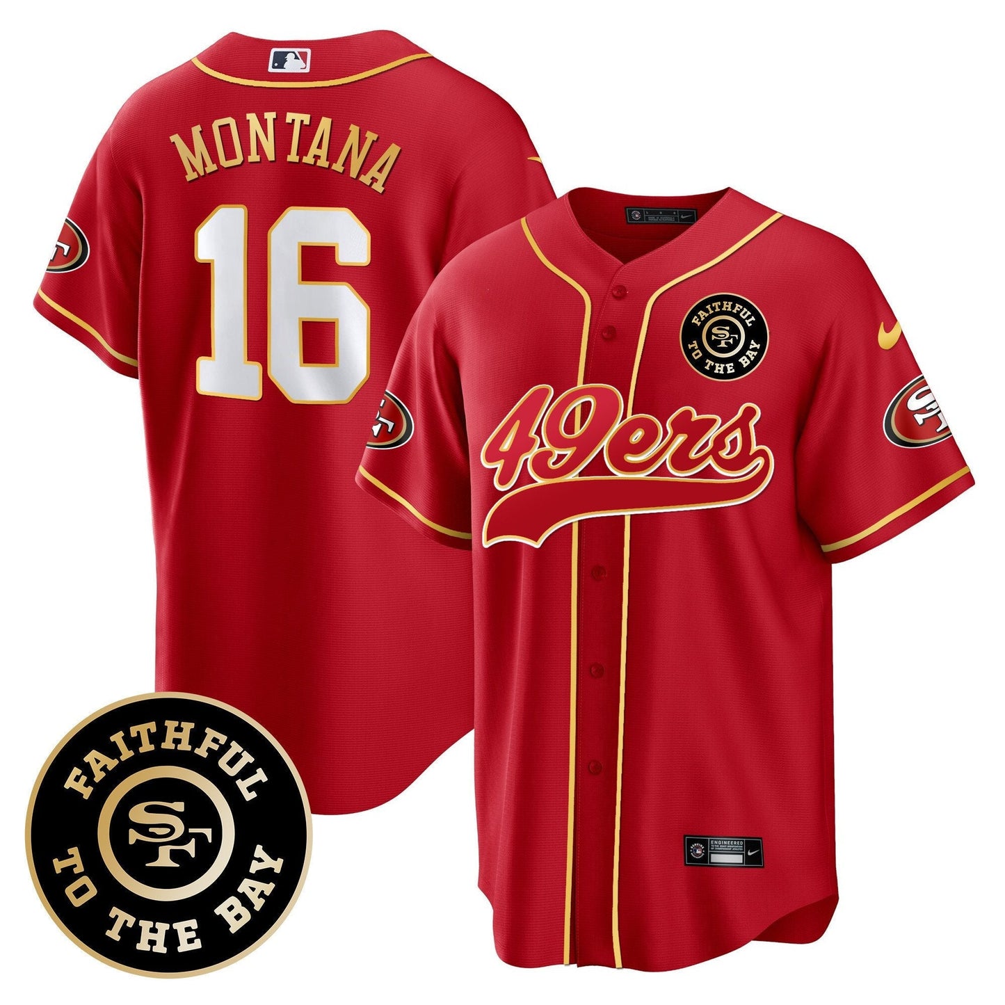 49ers Faithful To The Bay Patch Baseball Jersey - All Stitched