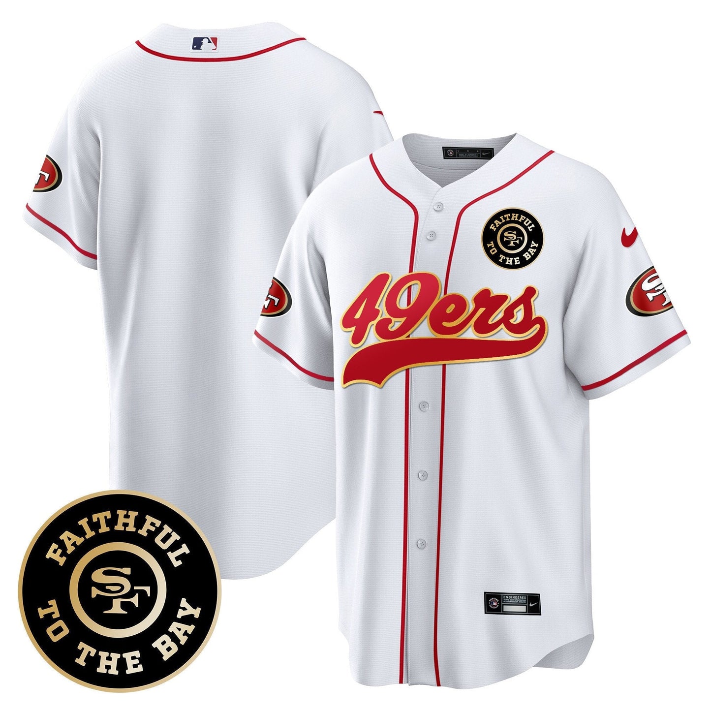 49ers Faithful To The Bay Patch Baseball Jersey - All Stitched