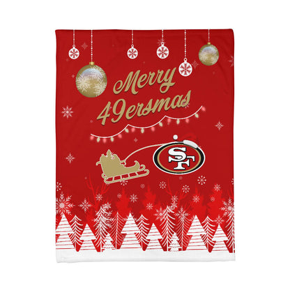 San Francisco 49ers | Premium Christmas Fleece Blanket & Throw Pillow Combo MM