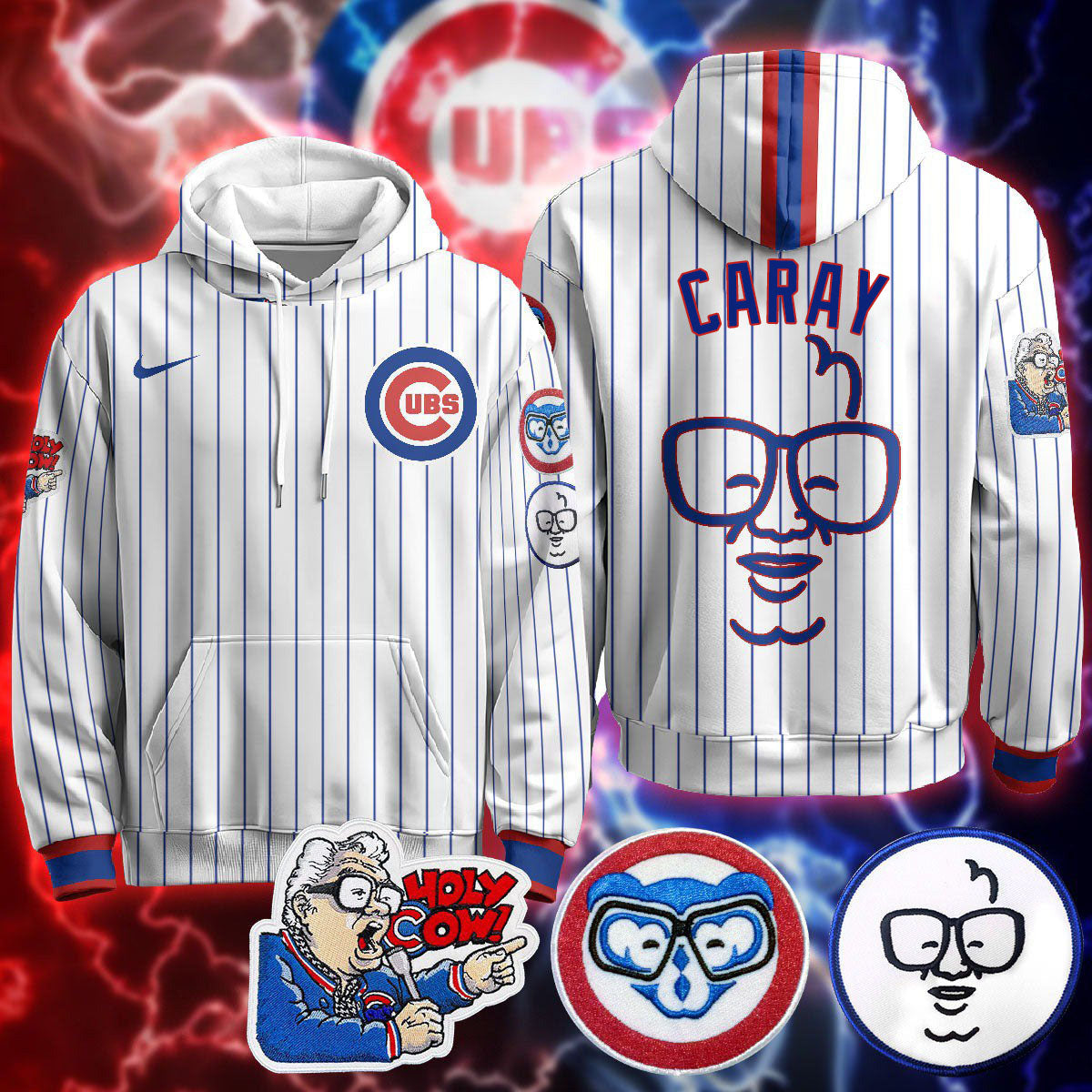 Chicago Cubs Limited Hoodie - Harry Caray "Holy Cow" Patch - All Stitched